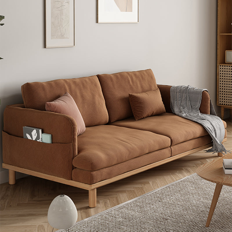 Velvet Sofa 35 "W Recessed Arm Sofa with Storage for Living Room 79"L x 35.5"W x 33"H Light Coffee Clearhalo 'furn' 'furn_sofas' 'Furniture' 'furniture_sofas' 'kitchen' 'kitchen_sofas' 'Living Room Furniture' 'Sofa' 'sofas' 4637973