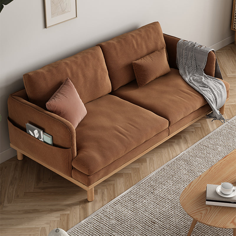 Velvet Sofa 35 "W Recessed Arm Sofa with Storage for Living Room 63"L x 35.5"W x 33"H Light Coffee Clearhalo 'furn' 'furn_sofas' 'Furniture' 'furniture_sofas' 'kitchen' 'kitchen_sofas' 'Living Room Furniture' 'Sofa' 'sofas' 4637974