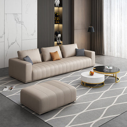 Modern Faux Leather Tuxedo Arm Standard Sofa with Bolster Pillows for Living Room 98"L x 37"W x 26"H Latex Clearhalo 'furn' 'furn_sofas' 'Furniture' 'furniture_sofas' 'kitchen' 'kitchen_sofas' 'Living Room Furniture' 'Sofa' 'sofas' 4637995