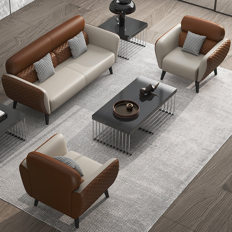 Faux Leather Square Arm Sofa Foam Filled Sewn Pillow Back Sofa for Living Room Clearhalo 'furn' 'furn_sofas' 'Furniture' 'furniture_sofas' 'kitchen' 'kitchen_sofas' 'Living Room Furniture' 'Sofa' 'sofas' 4638019