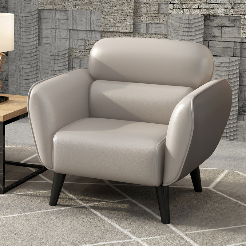 Faux Leather Square Arm Sofa Foam Filled Sewn Pillow Back Sofa for Living Room 31.5"L x 31.5"W x 33.5"H Off-White Clearhalo 'furn' 'furn_sofas' 'Furniture' 'furniture_sofas' 'kitchen' 'kitchen_sofas' 'Living Room Furniture' 'Sofa' 'sofas' 4638020