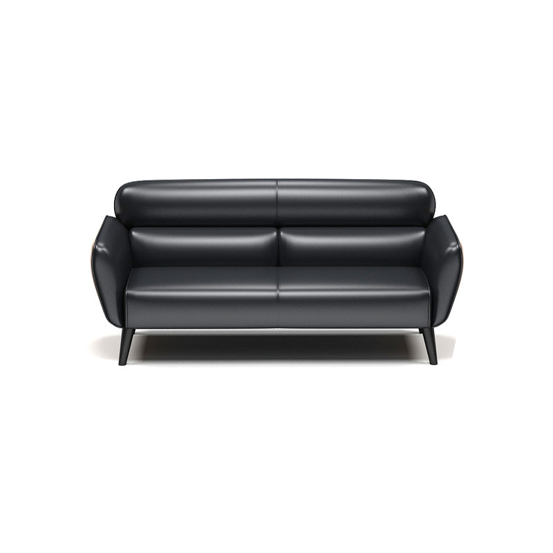 Faux Leather Square Arm Sofa Foam Filled Sewn Pillow Back Sofa for Living Room 59"L x 31.5"W x 33"H Black Clearhalo 'furn' 'furn_sofas' 'Furniture' 'furniture_sofas' 'kitchen' 'kitchen_sofas' 'Living Room Furniture' 'Sofa' 'sofas' 4638022