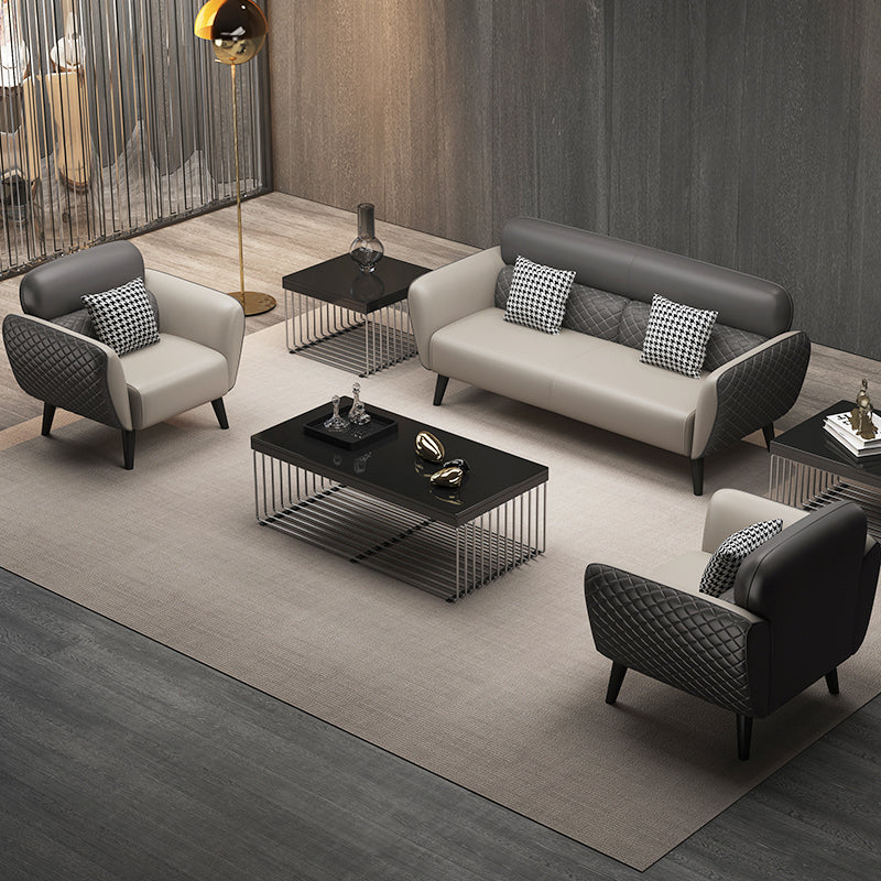 Faux Leather Square Arm Sofa Foam Filled Sewn Pillow Back Sofa for Living Room Clearhalo 'furn' 'furn_sofas' 'Furniture' 'furniture_sofas' 'kitchen' 'kitchen_sofas' 'Living Room Furniture' 'Sofa' 'sofas' 4638025