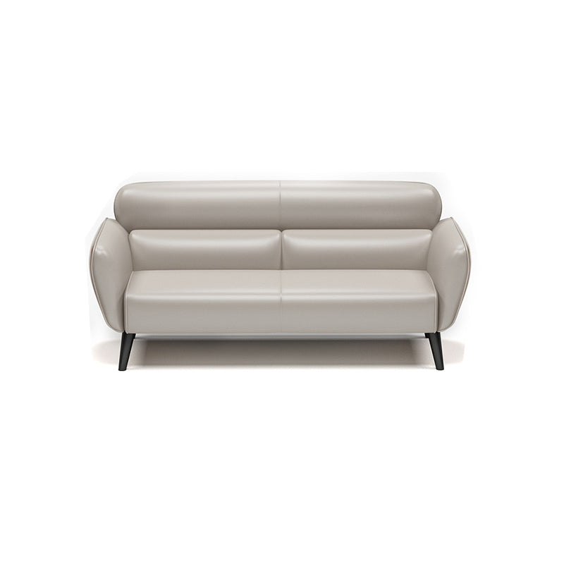 Faux Leather Square Arm Sofa Foam Filled Sewn Pillow Back Sofa for Living Room 59"L x 31.5"W x 33"H Off-White Clearhalo 'furn' 'furn_sofas' 'Furniture' 'furniture_sofas' 'kitchen' 'kitchen_sofas' 'Living Room Furniture' 'Sofa' 'sofas' 4638027