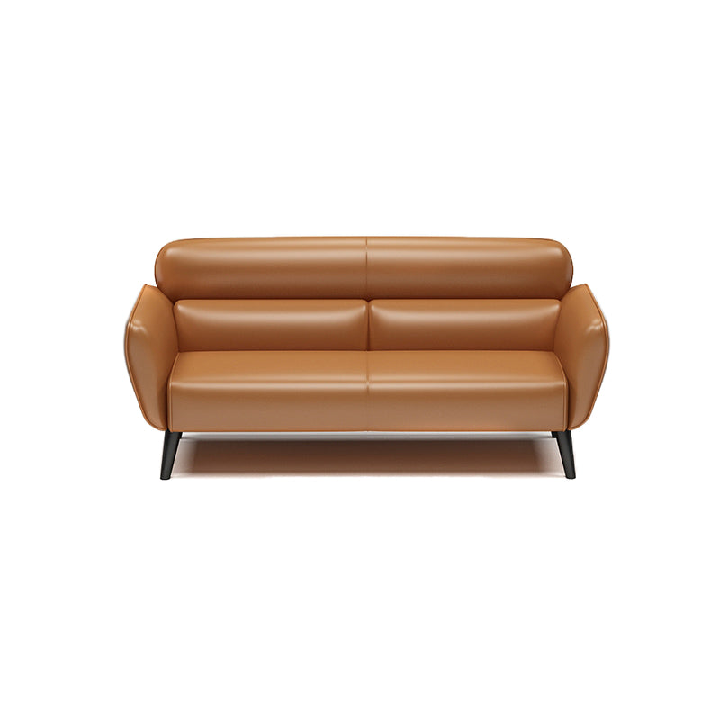 Faux Leather Square Arm Sofa Foam Filled Sewn Pillow Back Sofa for Living Room 59"L x 31.5"W x 33"H Orange Clearhalo 'furn' 'furn_sofas' 'Furniture' 'furniture_sofas' 'kitchen' 'kitchen_sofas' 'Living Room Furniture' 'Sofa' 'sofas' 4638029