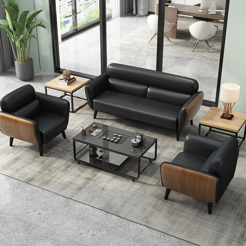 Faux Leather Square Arm Sofa Foam Filled Sewn Pillow Back Sofa for Living Room Clearhalo 'furn' 'furn_sofas' 'Furniture' 'furniture_sofas' 'kitchen' 'kitchen_sofas' 'Living Room Furniture' 'Sofa' 'sofas' 4638035