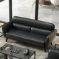 Faux Leather Square Arm Sofa Foam Filled Sewn Pillow Back Sofa for Living Room 75"L x 31.5"W x 33.5"H Black Clearhalo 'furn' 'furn_sofas' 'Furniture' 'furniture_sofas' 'kitchen' 'kitchen_sofas' 'Living Room Furniture' 'Sofa' 'sofas' 4638037
