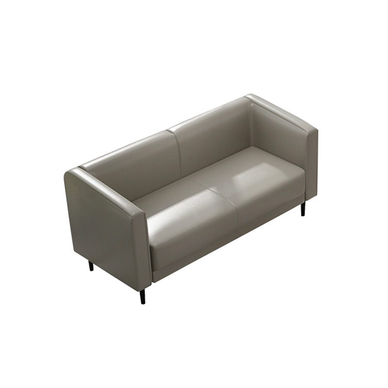 High Wear Resistance Tuxedo Arm Sofa High Tear Resistance Contemporary Sofa for Bonus Room 49"L x 29.5"W x 27.5"H Grey Leather Clearhalo 'furn' 'furn_sofas' 'Furniture' 'furniture_sofas' 'kitchen' 'kitchen_sofas' 'Living Room Furniture' 'Sofa' 'sofas' 4638043
