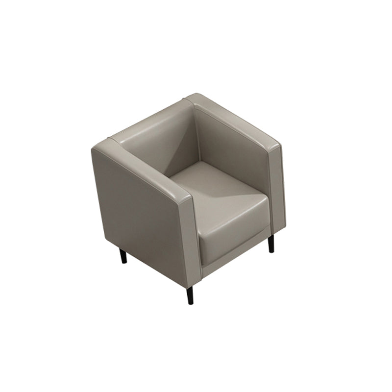 High Wear Resistance Tuxedo Arm Sofa High Tear Resistance Contemporary Sofa for Bonus Room 29.5"L x 29.5"W x 27.5"H Grey Leather Clearhalo 'furn' 'furn_sofas' 'Furniture' 'furniture_sofas' 'kitchen' 'kitchen_sofas' 'Living Room Furniture' 'Sofa' 'sofas' 4638052