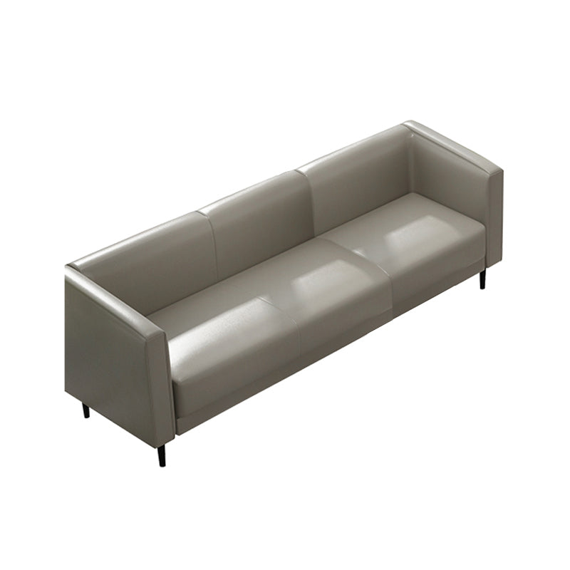 High Wear Resistance Tuxedo Arm Sofa High Tear Resistance Contemporary Sofa for Bonus Room 69"L x 29.5"W x 27.5"H Grey Leather Clearhalo 'furn' 'furn_sofas' 'Furniture' 'furniture_sofas' 'kitchen' 'kitchen_sofas' 'Living Room Furniture' 'Sofa' 'sofas' 4638055