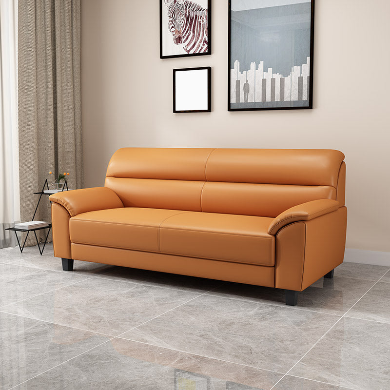 Sewn Pillow Back Faux Leather Pillow Top Arm Sofa with Stain Resistant Clearhalo 'furn' 'furn_sofas' 'Furniture' 'furniture_sofas' 'kitchen' 'kitchen_sofas' 'Living Room Furniture' 'Sofa' 'sofas' 4638062