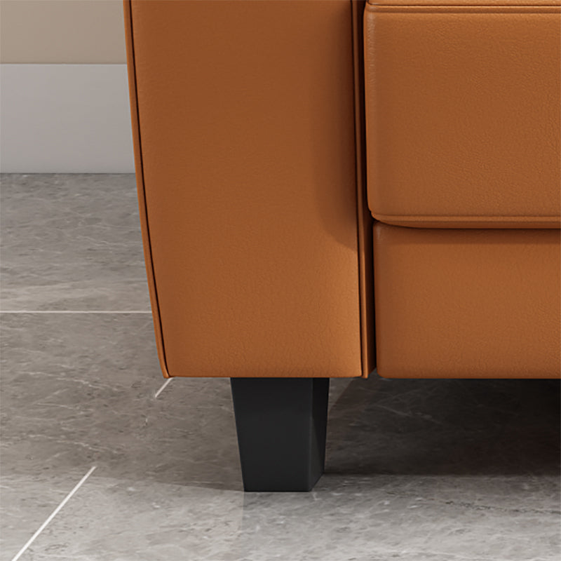 Sewn Pillow Back Faux Leather Pillow Top Arm Sofa with Stain Resistant Clearhalo 'furn' 'furn_sofas' 'Furniture' 'furniture_sofas' 'kitchen' 'kitchen_sofas' 'Living Room Furniture' 'Sofa' 'sofas' 4638068