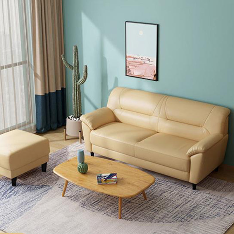 Leather Modern 3-seat Pillow Top Arm Sofa 70.87"/55.12" W Sewn Pillow Back Sofa Clearhalo 'furn' 'furn_sofas' 'Furniture' 'furniture_sofas' 'kitchen' 'kitchen_sofas' 'Living Room Furniture' 'Sofa' 'sofas' 4638083