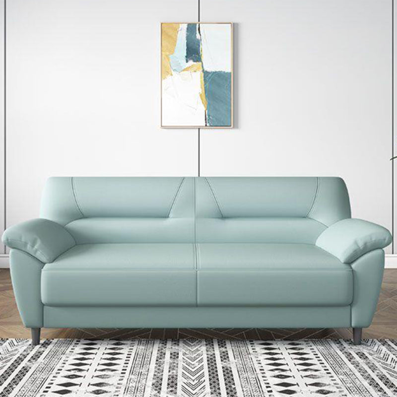 Leather Modern 3-seat Pillow Top Arm Sofa 70.87"/55.12" W Sewn Pillow Back Sofa 71"L x 31"W x 31"H Mint Green Clearhalo 'furn' 'furn_sofas' 'Furniture' 'furniture_sofas' 'kitchen' 'kitchen_sofas' 'Living Room Furniture' 'Sofa' 'sofas' 4638084