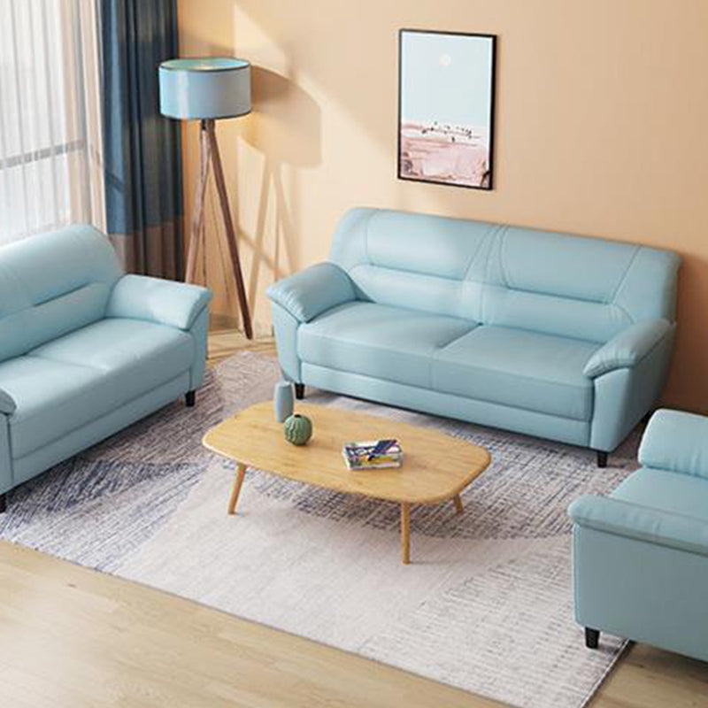Leather Modern 3-seat Pillow Top Arm Sofa 70.87"/55.12" W Sewn Pillow Back Sofa Clearhalo 'furn' 'furn_sofas' 'Furniture' 'furniture_sofas' 'kitchen' 'kitchen_sofas' 'Living Room Furniture' 'Sofa' 'sofas' 4638085
