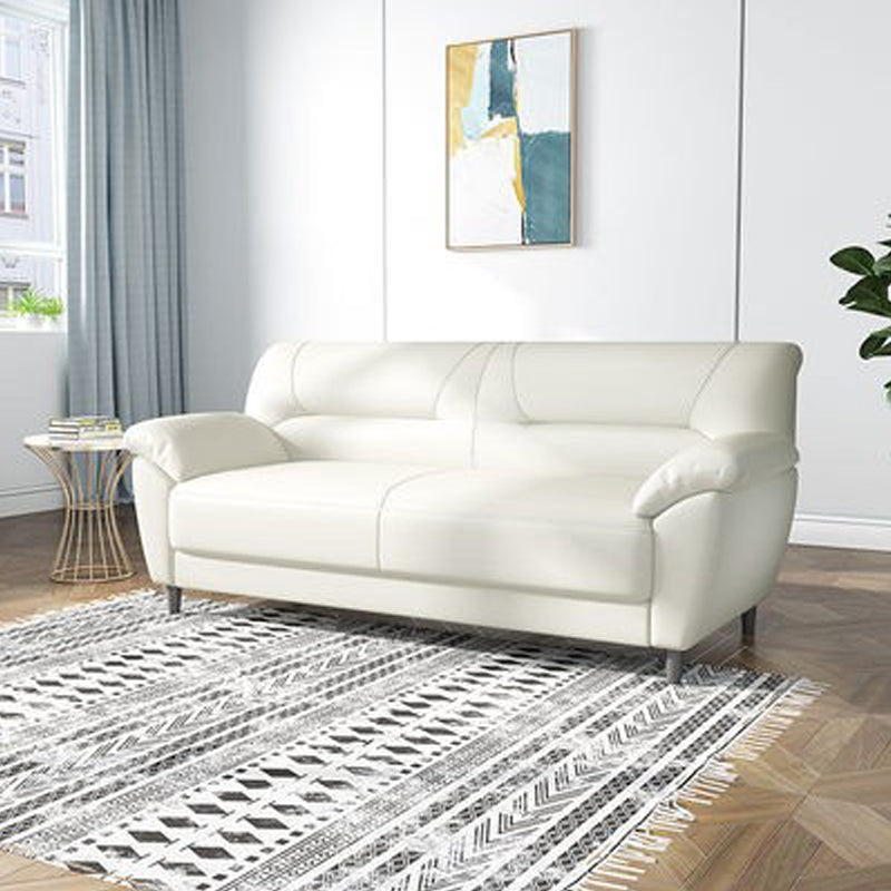 Leather Modern 3-seat Pillow Top Arm Sofa 70.87"/55.12" W Sewn Pillow Back Sofa White Clearhalo 'furn' 'furn_sofas' 'Furniture' 'furniture_sofas' 'kitchen' 'kitchen_sofas' 'Living Room Furniture' 'Sofa' 'sofas' 4638092