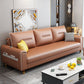 Nordic Leather Sofa with Bolster Pillows Single Cushion Seat Square Arm for Living Room Orange Clearhalo 'furn' 'furn_sofas' 'Furniture' 'furniture_sofas' 'kitchen' 'kitchen_sofas' 'Living Room Furniture' 'Sofa' 'sofas' 4638116