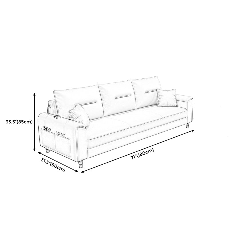 Nordic Leather Sofa with Bolster Pillows Single Cushion Seat Square Arm for Living Room Clearhalo 'furn' 'furn_sofas' 'Furniture' 'furniture_sofas' 'kitchen' 'kitchen_sofas' 'Living Room Furniture' 'Sofa' 'sofas' 4638119