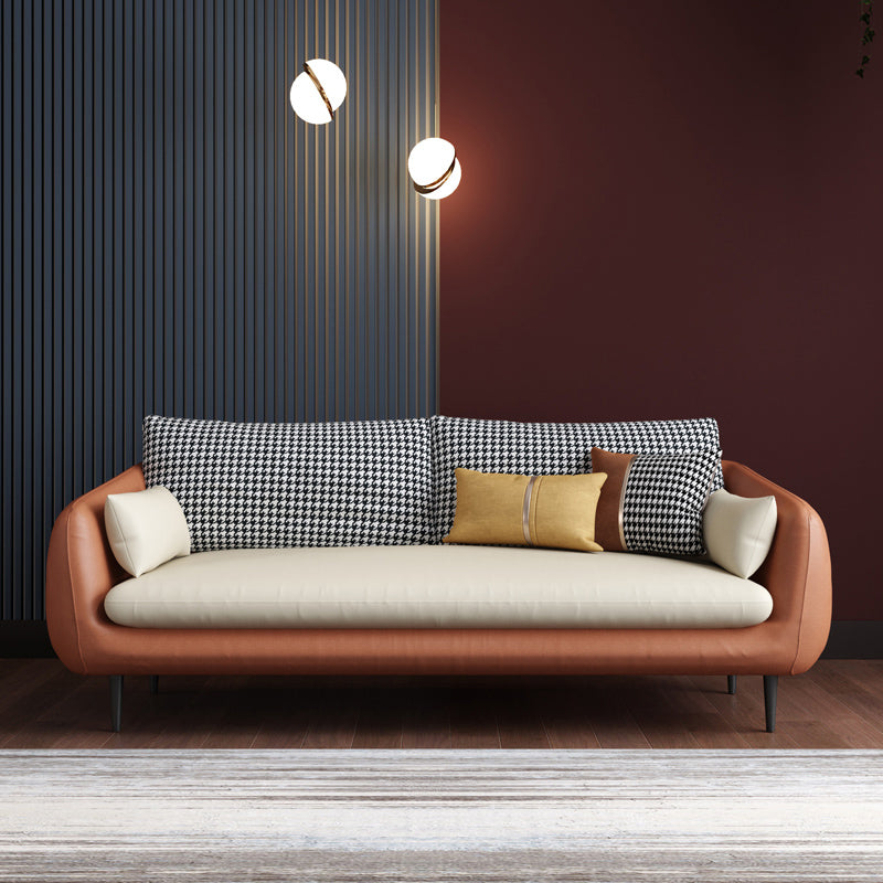 80.00"H Black Technology Cloth Sponge Cushion Modern Square Arm Sofa 71"L x 31"W x 31"H Orange Clearhalo 'furn' 'furn_sofas' 'Furniture' 'furniture_sofas' 'kitchen' 'kitchen_sofas' 'Living Room Furniture' 'Sofa' 'sofas' 4638120