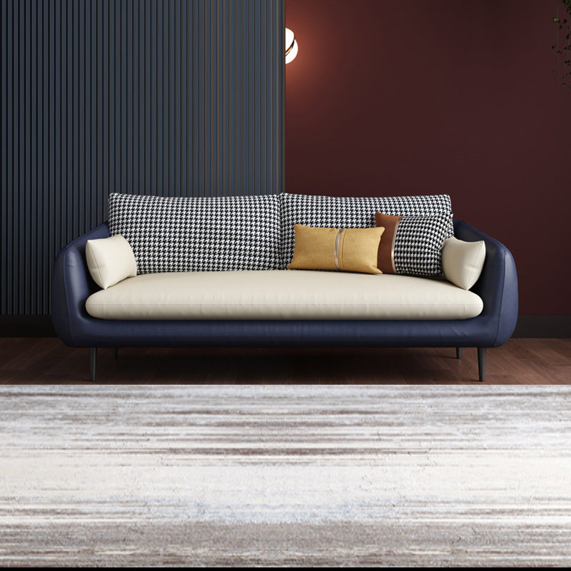 80.00"H Black Technology Cloth Sponge Cushion Modern Square Arm Sofa Blue Clearhalo 'furn' 'furn_sofas' 'Furniture' 'furniture_sofas' 'kitchen' 'kitchen_sofas' 'Living Room Furniture' 'Sofa' 'sofas' 4638124