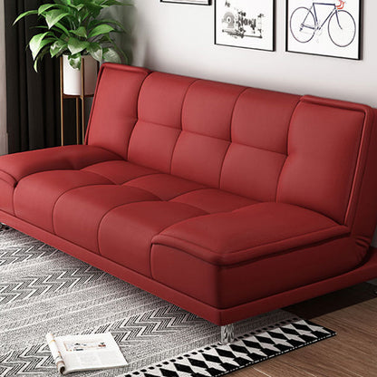 75"Modern Minimalist Armless Foldable Sleeper Leather Settee 59"L x 31.5"W x 31.5"H Red Faux Leather Clearhalo 'furn' 'furn_sofas' 'Furniture' 'furniture_sofas' 'kitchen' 'kitchen_sofas' 'Living Room Furniture' 'Sofa' 'sofas' 4638139