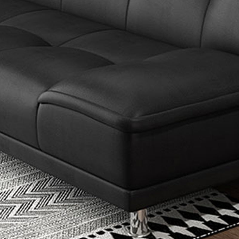 75"Modern Minimalist Armless Foldable Sleeper Leather Settee Clearhalo 'furn' 'furn_sofas' 'Furniture' 'furniture_sofas' 'kitchen' 'kitchen_sofas' 'Living Room Furniture' 'Sofa' 'sofas' 4638143