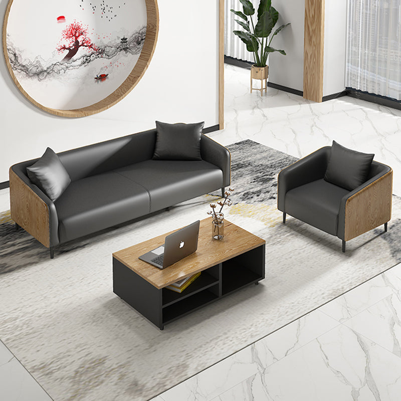 Contemporary Faux Leather Tuxedo Arm Sofa for Living Room and Apartment Clearhalo 'furn' 'furn_sofas' 'Furniture' 'furniture_sofas' 'kitchen' 'kitchen_sofas' 'Living Room Furniture' 'Sofa' 'sofas' 4638172