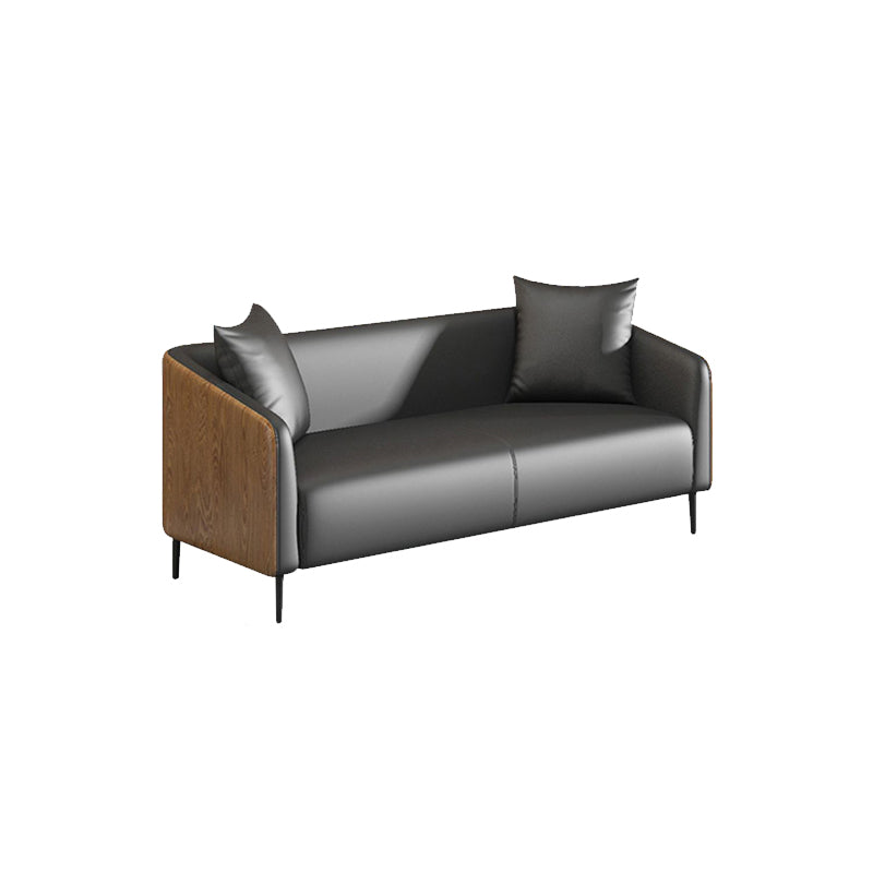 Contemporary Faux Leather Tuxedo Arm Sofa for Living Room and Apartment Clearhalo 'furn' 'furn_sofas' 'Furniture' 'furniture_sofas' 'kitchen' 'kitchen_sofas' 'Living Room Furniture' 'Sofa' 'sofas' 4638176