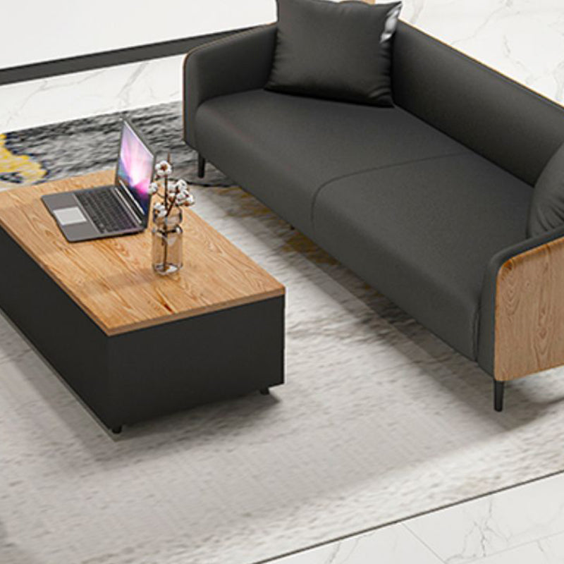 Contemporary Faux Leather Tuxedo Arm Sofa for Living Room and Apartment Clearhalo 'furn' 'furn_sofas' 'Furniture' 'furniture_sofas' 'kitchen' 'kitchen_sofas' 'Living Room Furniture' 'Sofa' 'sofas' 4638177