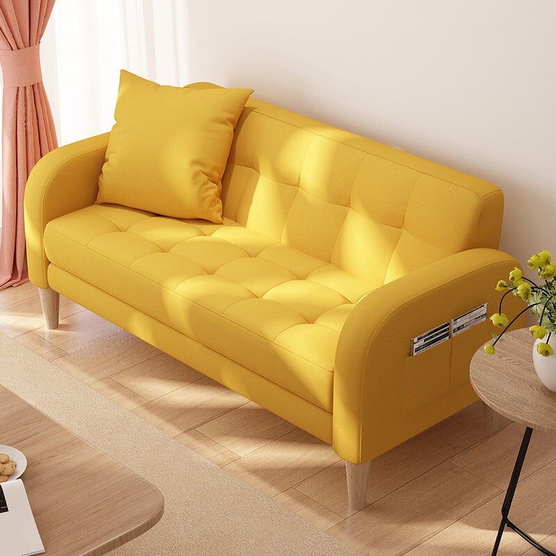 25.59'W Modern Square Arm Linen Standard Sofa for Living Room Yellow Clearhalo 'furn' 'furn_sofas' 'Furniture' 'furniture_sofas' 'kitchen' 'kitchen_sofas' 'Living Room Furniture' 'Sofa' 'sofas' 4638188