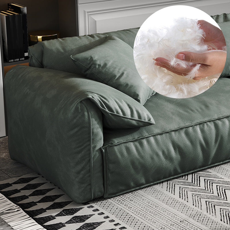 Green Contemporary Faux Leather Pillow Top Arm Standard Sofa with Loose Back Clearhalo 'furn' 'furn_sofas' 'Furniture' 'furniture_sofas' 'kitchen' 'kitchen_sofas' 'Living Room Furniture' 'Sofa' 'sofas' 4638207