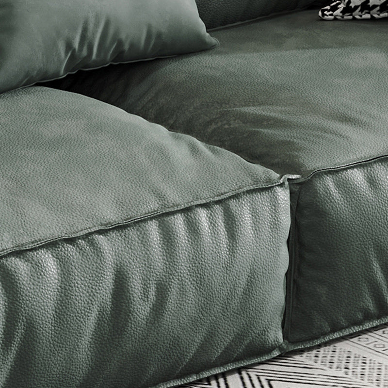 Green Contemporary Faux Leather Pillow Top Arm Standard Sofa with Loose Back Clearhalo 'furn' 'furn_sofas' 'Furniture' 'furniture_sofas' 'kitchen' 'kitchen_sofas' 'Living Room Furniture' 'Sofa' 'sofas' 4638208