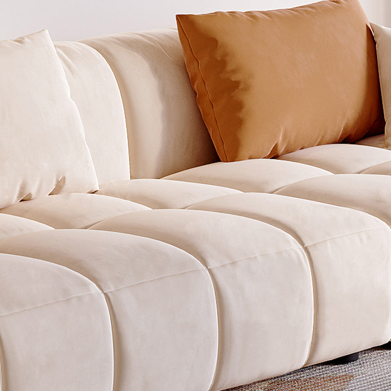 Velvet Modern Sofa 25.6"High Rolled Arm Sofa & Biscuit Back Sofa Clearhalo 'furn' 'furn_sofas' 'Furniture' 'furniture_sofas' 'kitchen' 'kitchen_sofas' 'Living Room Furniture' 'Sofa' 'sofas' 4638225