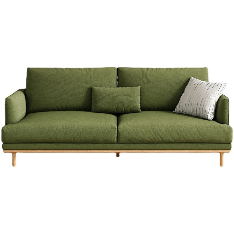 Velvet Flared Arm Sofa Loose Back 35.4"W Modern Sofa for Living Room Green Natural Wood Clearhalo 'furn' 'furn_sofas' 'Furniture' 'furniture_sofas' 'kitchen' 'kitchen_sofas' 'Living Room Furniture' 'Sofa' 'sofas' 4638237
