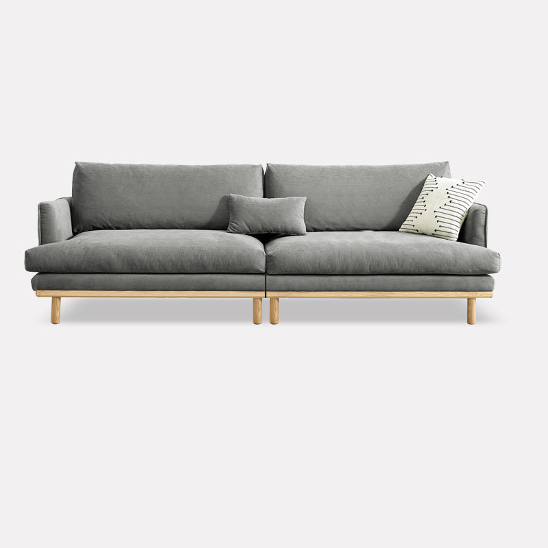 Velvet Flared Arm Sofa Loose Back 35.4"W Modern Sofa for Living Room Grey Natural Wood Clearhalo 'furn' 'furn_sofas' 'Furniture' 'furniture_sofas' 'kitchen' 'kitchen_sofas' 'Living Room Furniture' 'Sofa' 'sofas' 4638238