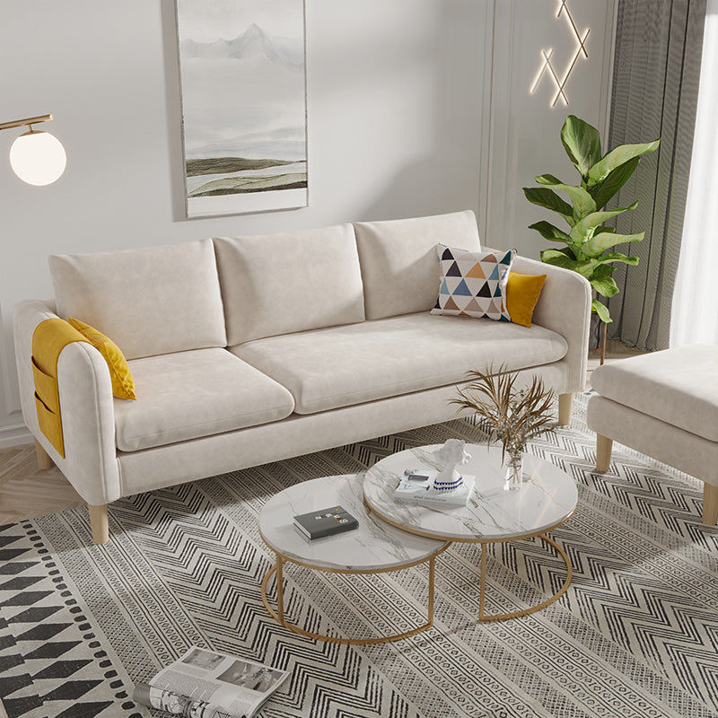 Mordern Square Arm Sofa with Tight Back Convertible Sofa for Living Room, Apartment Beige Clearhalo 'furn' 'furn_sofas' 'Furniture' 'furniture_sofas' 'kitchen' 'kitchen_sofas' 'Living Room Furniture' 'Sofa' 'sofas' 4638280