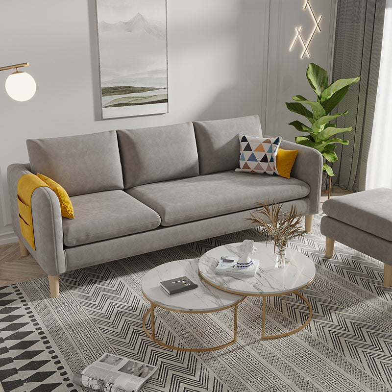 Mordern Square Arm Sofa with Tight Back Convertible Sofa for Living Room, Apartment Light Grey Clearhalo 'furn' 'furn_sofas' 'Furniture' 'furniture_sofas' 'kitchen' 'kitchen_sofas' 'Living Room Furniture' 'Sofa' 'sofas' 4638281