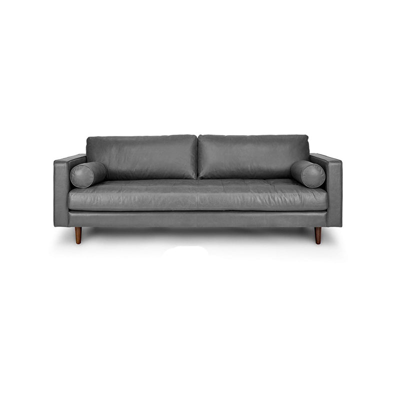 33.46" H Genuine Leather Square Arm Sofa with Down Fill Cushions for Apartment Grey Clearhalo 'furn' 'furn_sofas' 'Furniture' 'furniture_sofas' 'kitchen' 'kitchen_sofas' 'Living Room Furniture' 'Sofa' 'sofas' 4638299