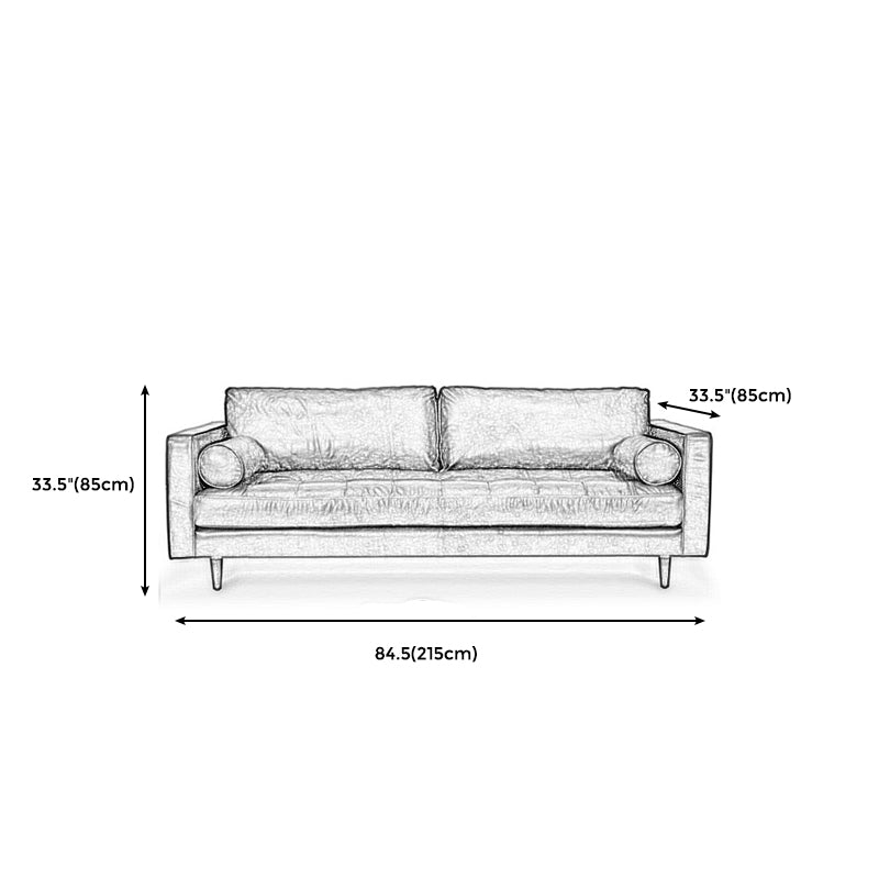 33.46" H Genuine Leather Square Arm Sofa with Down Fill Cushions for Apartment Clearhalo 'furn' 'furn_sofas' 'Furniture' 'furniture_sofas' 'kitchen' 'kitchen_sofas' 'Living Room Furniture' 'Sofa' 'sofas' 4638305