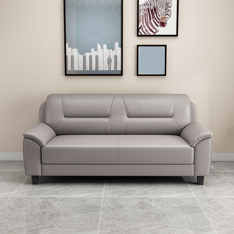 31.50" H Faux Leather Pillow Top Arm Sofa with Cushions for Living Room Grey Clearhalo 'furn' 'furn_sofas' 'Furniture' 'furniture_sofas' 'kitchen' 'kitchen_sofas' 'Living Room Furniture' 'Sofa' 'sofas' 4638323