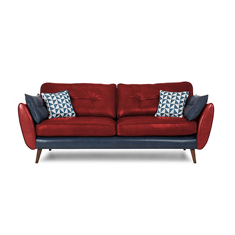 33.86" H Genuine Leather Flared Arm Sofa with Cushions for Living Room,Apartment Clearhalo 'furn' 'furn_sofas' 'Furniture' 'furniture_sofas' 'kitchen' 'kitchen_sofas' 'Living Room Furniture' 'Sofa' 'sofas' 4638338