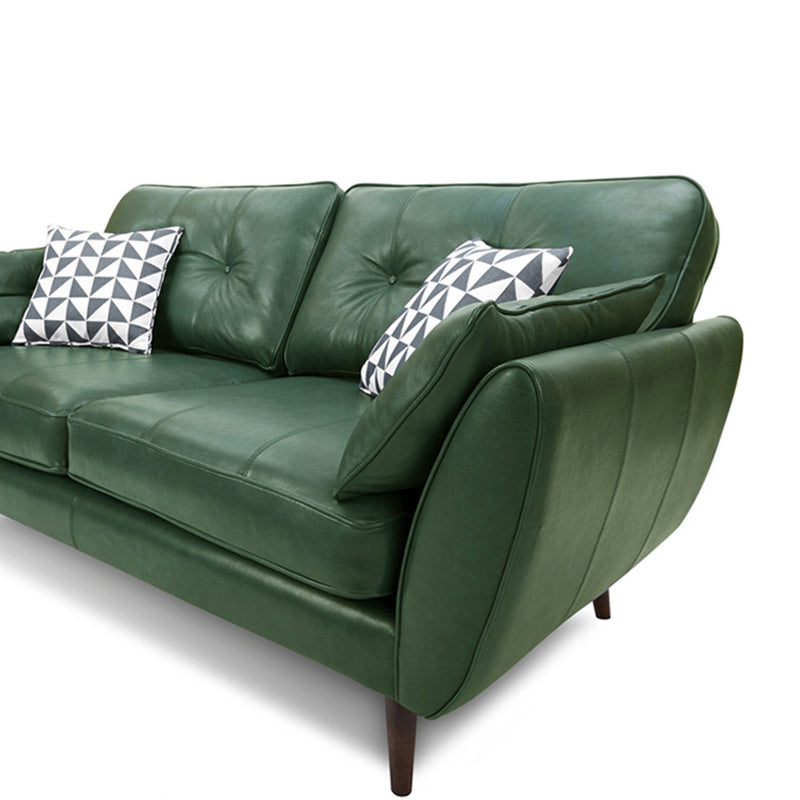 33.86" H Genuine Leather Flared Arm Sofa with Cushions for Living Room,Apartment Clearhalo 'furn' 'furn_sofas' 'Furniture' 'furniture_sofas' 'kitchen' 'kitchen_sofas' 'Living Room Furniture' 'Sofa' 'sofas' 4638339