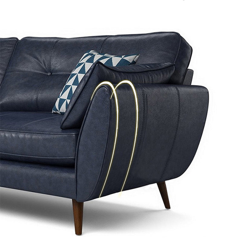 33.86" H Genuine Leather Flared Arm Sofa with Cushions for Living Room,Apartment Clearhalo 'furn' 'furn_sofas' 'Furniture' 'furniture_sofas' 'kitchen' 'kitchen_sofas' 'Living Room Furniture' 'Sofa' 'sofas' 4638342