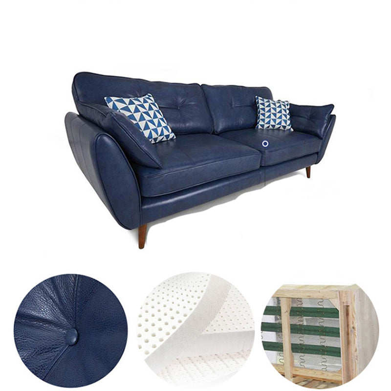 33.86" H Genuine Leather Flared Arm Sofa with Cushions for Living Room,Apartment Clearhalo 'furn' 'furn_sofas' 'Furniture' 'furniture_sofas' 'kitchen' 'kitchen_sofas' 'Living Room Furniture' 'Sofa' 'sofas' 4638343