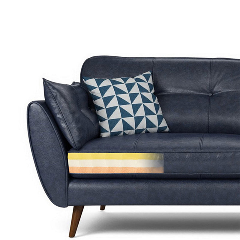 33.86" H Genuine Leather Flared Arm Sofa with Cushions for Living Room,Apartment Clearhalo 'furn' 'furn_sofas' 'Furniture' 'furniture_sofas' 'kitchen' 'kitchen_sofas' 'Living Room Furniture' 'Sofa' 'sofas' 4638346