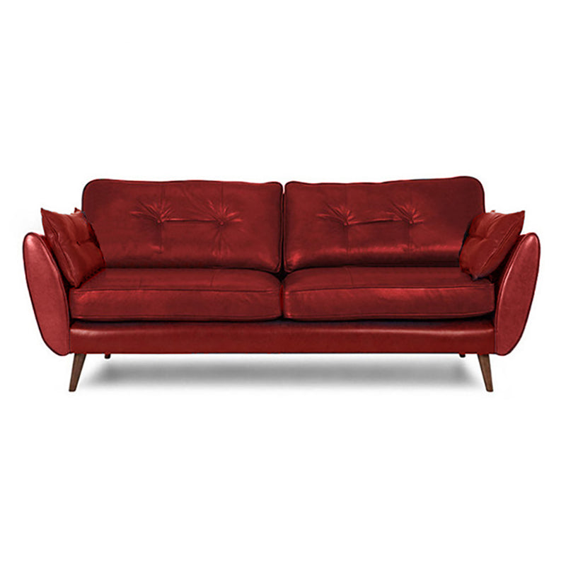 33.86" H Genuine Leather Flared Arm Sofa with Cushions for Living Room,Apartment Red Clearhalo 'furn' 'furn_sofas' 'Furniture' 'furniture_sofas' 'kitchen' 'kitchen_sofas' 'Living Room Furniture' 'Sofa' 'sofas' 4638347