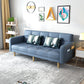 Beige Contemporary Biscuit Back Sofa 25.6"High Square Arm Sofa Blue Faux Leather Clearhalo 'furn' 'furn_sofas' 'Furniture' 'furniture_sofas' 'kitchen' 'kitchen_sofas' 'Living Room Furniture' 'Sofa' 'sofas' 4638366