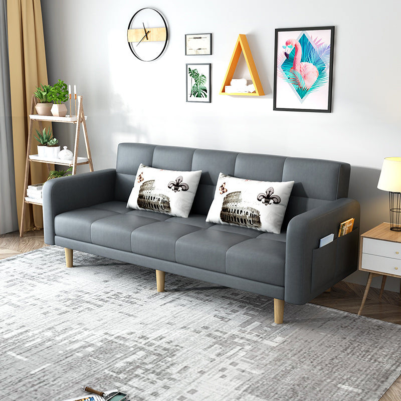 Beige Contemporary Biscuit Back Sofa 25.6"High Square Arm Sofa Dark Gray Clearhalo 'furn' 'furn_sofas' 'Furniture' 'furniture_sofas' 'kitchen' 'kitchen_sofas' 'Living Room Furniture' 'Sofa' 'sofas' 4638368
