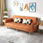 Beige Contemporary Biscuit Back Sofa 25.6"High Square Arm Sofa Orange Cotton Blend Clearhalo 'furn' 'furn_sofas' 'Furniture' 'furniture_sofas' 'kitchen' 'kitchen_sofas' 'Living Room Furniture' 'Sofa' 'sofas' 4638370