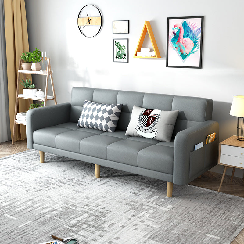 Beige Contemporary Biscuit Back Sofa 25.6"High Square Arm Sofa Clearhalo 'furn' 'furn_sofas' 'Furniture' 'furniture_sofas' 'kitchen' 'kitchen_sofas' 'Living Room Furniture' 'Sofa' 'sofas' 4638372